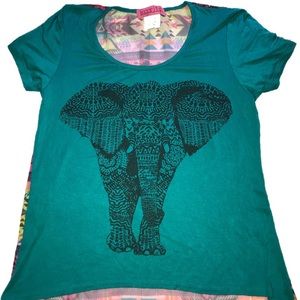 Sugar High Teal / Multi Color Elephant Tee
